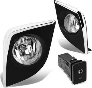 DNA Motoring FL-ZTL-170-CH For 2014 to 2016 Toyota Corolla Pair Bumper Driving Fog Light Lamp+Bezel+Switch Clear Lens 15