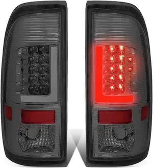 DNA Motoring TL-F25008-LED-3D-CH-SM For 2008 to 2016 Ford F250 / F350 / F450 / F550 Super Duty Pair of 3D LED Bar Tail Brake Lights (Chrome Housing Smoked Lens) 15 14 13