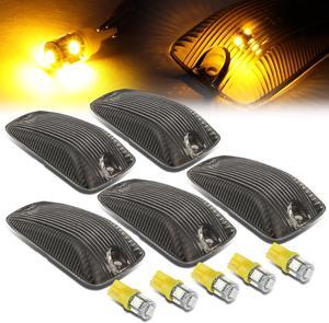 DNA Motoring CBL-CSIL88-SM-Y For 1988 to 2002 GMC C/K 1500-3500 5Pcs LED Cab Roof Top Light Lens+Bulbs Smoked Housing Yellow LED