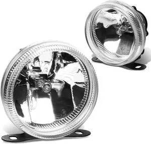 DNA Motoring FL-5-CL For Pair of 3.5" Round Universal Clear Glass Lens Fog Lights + Adjustable Mounting Kit