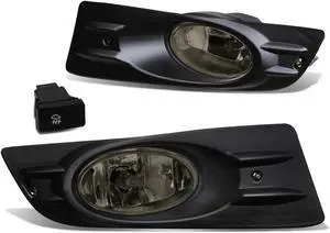 DNA Motoring FL-ZTL-186-SM For 2006 to 2007 Honda Accord Coupe UC1 Front Bumper Driving Fog Light Lamp+Bezel+Switch Smoked Lens