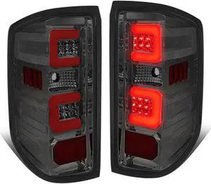 DNA Motoring TL-CSIL15-LED-RD3D-CH-SM For 2014-2019 Chevy Silverado / GMC Sierra 1500 2500 3500 HD Red 3D LED Light Bar Tail Lights ( Chrome Housing Smoke Lens )