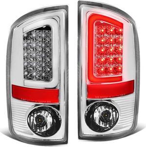 DNA Motoring TL-DRAM05-LED-3D-CH-CL For 2002 to 2006 Dodge Ram 3rd Gen Pair of 3D LED Brake Tail Lights (Chrome Housing Clear Lens) 03 04 05