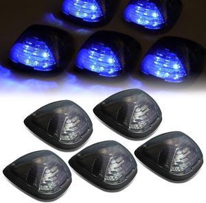 DNA Motoring CBL-FSD99-SM-B For 1999 to 2016 Superduty 5 X LED Cab Roof Top Lights + Wiring Harness (Smoked Housing Blue LED) 07 08 09 10 11 12 13 14 15