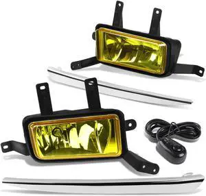 DNA Motoring FL-ZTL-254-AM For 2015 to 2018 Chevy Suburban Tahoe Pair Bumper Driving Fog Light Lamp+Chrome Bezel+Switch Amber Lens 16 17