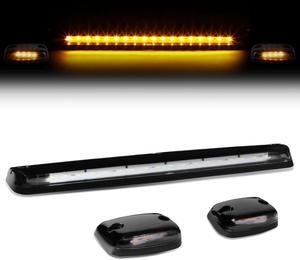 DNA Motoring CBL-CSIL07-BK-Y For 2007 to 2013 Chevy Silverado / GMC Sierra GMT900 LED Cab Roof Center Light + Pair Side Lamps (Black Housing Yellow LED) 09 10 11 12