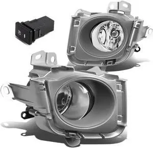 DNA Motoring FL-ZTL-243-CH For 2010 to 2012 Toyota Prius XW30 Pair Bumper Driving Fog Light Lamp+Bezel+Switch Clear Lens 11