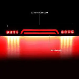 DNA Motoring TGL-DRAM03-3D-LED-BK for 2003 to 2006 Dodge Ram Truck Black Housing 3D LED Bar Rear Center Tailgate Lamp Brake Light 04 05