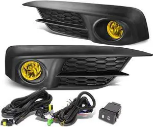 DNA Motoring FL-ZTL-175-AM For 2016 to 2017 Honda Civic FC Sedan/Coupe Front Bumper Fog Light Lamp+Switch Amber Lens