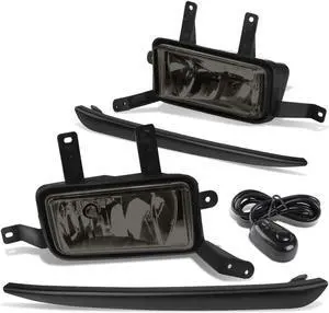 DNA Motoring FL-ZTL-253-SM For 2015 to 2018 Chevy Suburban Tahoe Pair Bumper Driving Fog Light Lamp+Black Bezel+Switch Smoked Lens 16 17