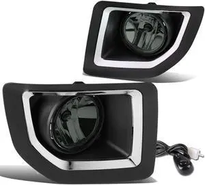 DNA Motoring FL-ZTL-187-SM For 2015 to 2016 GMC Sierra 2500HD 3500HD Front Bumper Driving Fog Light Lamp+Switch Smoked Lens