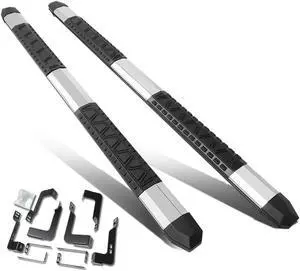 DNA Motoring STEPB-5A-022-SS For 2007 to 2019 Silverado Sierra 1500 2500 3500 Crew Cab Stainless Steel 5" Side Step Nerf Bar Running Board+Mounting Bracket