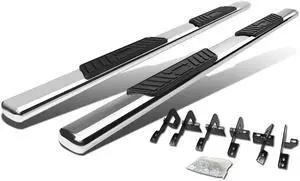 DNA Motoring STEPB-5O-939-SS For 2009 to 2014 Ford F150 Supercrew Cab Stainless Steel 5" Oval Side Step Nerf Bar Running Board Left + Right 10 11 12 13