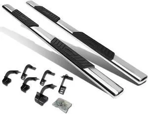 DNA Motoring STEPB-5O-944-SS For 2015 to 2020 Ford F150 F250 F350 Super Crew Cab Stainless Steel 5" Wide Oval Side Step Nerf Bar Running Board Left + Right