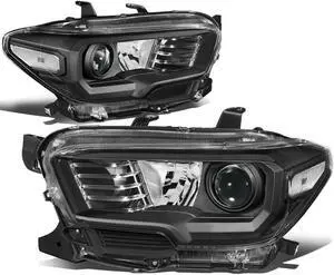 DNA Motoring HL-OH-TTAM16-BK-CL1 For 2016 to 2020 Toyota Tacoma Pair Black Housing Clear Corner Projector Headlight / Headlamp Set 17