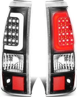 DNA Motoring TL-CSIL03-LED-3D-BK-CL For 2003 to 2007 Silverado / Sierra Fleetside Pair of 3D LED Bar Tail Brake Lights (Black Housing Clear Lens) 04 05 06