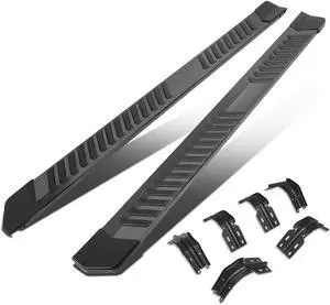 DNA Motoring STEPB-ZTL-8088-BKSS For 1999 to 2016 Ford Super Duty Extended Cab Pair 6" Black Stainless Steel Nerf Step Bar Running Board 00 01 02 03 04 05 06 07