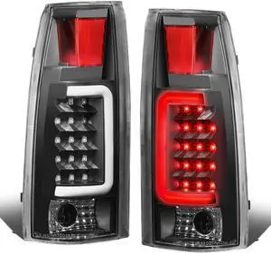 DNA Motoring TL-C10-LED-3D-BK-CL For 1988 to 2000 Chevy / GMC C / K -Series Pair of 3D LED Tail Brake Light (Black Housing Clear lens) 90 91 92 93 94 95 96 97 98 99