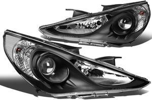 DNA Motoring HL-OH-HSON11-BK-CL1 For 2011 to 2014 Sonata Pair Projector Headlight Black Housing Clear Corner Headlamps 12 13 Left + Right