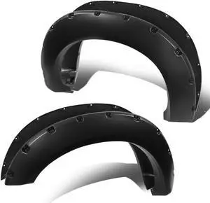 DNA Motoring WF-81015-MBK For 2011 to 2016 Ford F250 F350 Super Duty Styleside 6'8" 8'2" Bed Pocket -Riveted Style Wheel Fender Flare Set 4Pcs 12 13 14 15