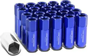 DNA Motoring LG-T888-15-BL 20-Piece M12 x 1.5 Aluminum Alloy Wheel Lug Nuts+Adapter Key (Blue)