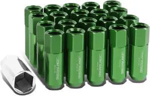 DNA Motoring LG-T888-15-GN 20-Piece M12 x 1.5 Aluminum Alloy Wheel Lug Nuts+Adapter Key (Green)