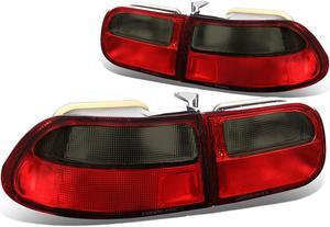 DNA Motoring TL-RD-SM-HC923 For 1992 to 1995 Honda Civic 3 -Door Pair of Smoked & Red Lens Rear Brake Tail Lights 93 94