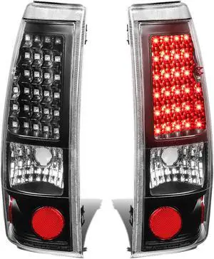 DNA Motoring TL-CSIL99-LED-BK-CL For 1999 to 2003 Chevy Silverado / GMC Sierra Pair of Black Housing Clear Lens LED Brake Tail Lights 00 01 02