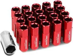 DNA Motoring LG-T888-125-RD 20-Piece M12 x 1.25 Aluminum Alloy Wheel Lug Nuts + Deep Drive Extension (Red)