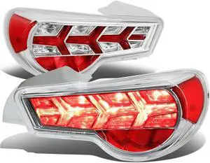 DNA Motoring TL-LED-FED-6 For 2013 to 2017 FRS / BRZ / 86 Pair of LED Arrow Sequential Tail Light (Chrome Housing / Clear Lens / Clear Signal)