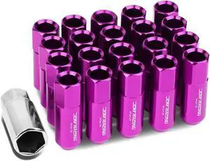 DNA Motoring LG-T888-125-PP 20-Piece M12 x 1.25 Aluminum Alloy Wheel Lug Nuts + Deep Drive Extension (Purple)