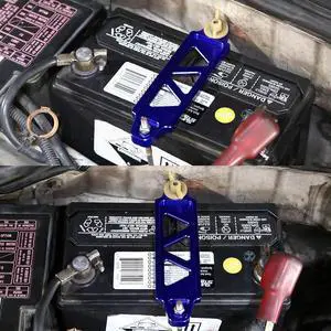 DNA Motoring BATT-SHORT-BL 145mm/170mm Billet Aluminum Battery Tie Down Mount Bracket (Blue)