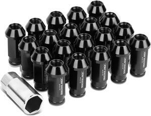 DNA Motoring LG-T777-15-BK 20-Piece M12 x 1.5 Extended Aluminum Alloy Wheel Lug Nuts+Adapter Key (Black)
