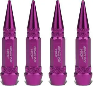 DNA Motoring VCAP-ZTL-9006-PP 60mm Anodized Aluminum Spike Style Purple Tire Valve Stem Caps (Pack of 4)