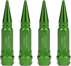 DNA Motoring VCAP-ZTL-9006-GN 60mm Anodized Aluminum Spike Style Green Tire Valve Stem Caps (Pack of 4)