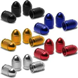 DNA Motoring VCAP-RT-108-BL Alloy Coated Thread Aluminum Royal Blue Chrome Tire Valve Stem Caps (Pack of 4)