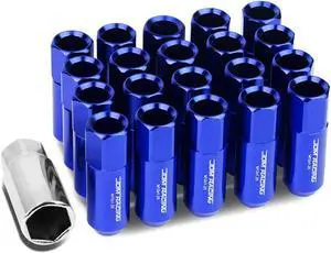 DNA Motoring LG-T888-125-BL 20-Piece M12 x 1.25 Aluminum Alloy Wheel Lug Nuts + Deep Drive Extension (Blue)