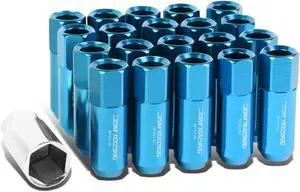 DNA Motoring LG-T888-15-LB 20-Piece M12 x 1.5 Aluminum Alloy Wheel Lug Nuts+Adapter Key (Light Blue)
