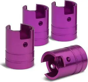 DNA Motoring VCAP-ZTL-9010-PP 15mm Piston Style Anodized Aluminum Purple Tire Valve Stem Caps (Pack of 4)