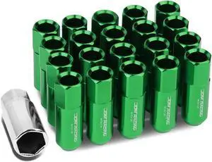 DNA Motoring LG-T888-125-GN 20-Piece M12 x 1.25 Aluminum Alloy Wheel Lug Nuts + Deep Drive Extension (Green)