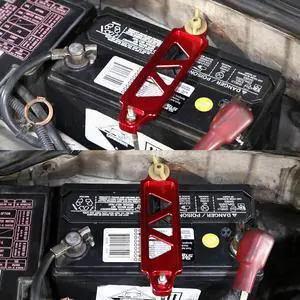 DNA Motoring BATT-SHORT-RD 145mm/170mm Billet Aluminum Battery Tie Down Mount Bracket (Red)
