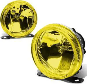 DNA Motoring FL-5-AM For Pair of 3.5" Round Universal Amber Glass Lens Fog Lights + Adjustable Mounting Kit