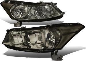 DNA Motoring HL-OH-HA084D-SM-CL1-T2 For 2008 to 2012 Honda Accord 8th Gen 4-Dr Sedan Pair OE Style Smoked Housing Clear Corner Headlight Headlamp 09 10 11 Left + Right
