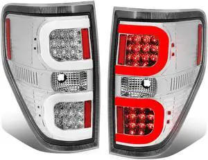 DNA Motoring TL-F15009-LED-3D-CH-CL For 2009 to 2014 Ford F150 Pair Dual LED C -Bar Tube Tail Light Rear Brake Lamps Chrome / Clear DNA Motoring TL-F15009-LED-3D-CH-CL For 2009 to 2014 Ford F150 Pair Dual LED C -Bar Tube Tail Light Rear Brake Lamps Chrome / Clear