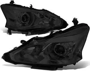 DNA Motoring HL-OH-NA13-SM-CL1 For 2013 to 2015 Nissan Altima Pair Smoked Housing Clear Side Projector Headlight Headlamps 14 Left + Right