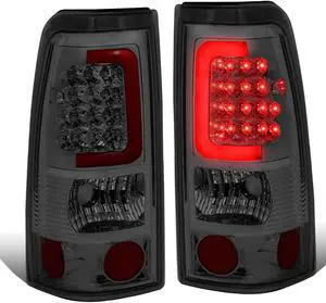 DNA Motoring TL-CSIL99-LED-RD3D-CH-SM For 1999 to 2003 Chevy Silverado / GMC Sierra Pair of 3D LED Tail Brake Lights (Chrome Housing Smoked Lens) 00 01 02