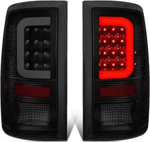 DNA Motoring TL-DRAM09-LED-3D-BK-SM-G2 For 2009 to 2017 Dodge Ram 1500 / 2500 / 3500 Black Housing Smoked Lens 3D LED Tail Lights