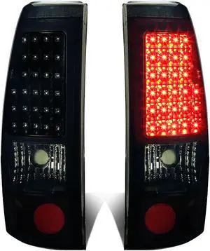 DNA Motoring TL-CSIL99-LED-BK-SM For 1999 to 2003 Chevy Silverado / GMC Sierra Pair of Black Housing Smoked Lens LED Brake Tail Lights 00 01 02