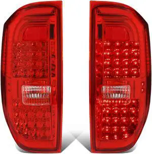 DNA Motoring TL-TTU15-LED-CH-RD For 2014 to 2018 Tundra Pair Red Housing Full LED Tail Light Brake / Reverse Lamps