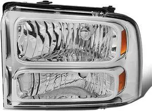 DNA Motoring OEM-HL-0024-L For 2005 to 2007 Ford F250 F350 F450 F550 Super Duty Pair Factory Style Headlight Lamp Assembly Left / Driver Side 06 Chrome FO2502217 FO2502217